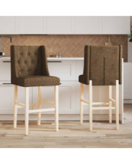 Chaises de bar lot de 2 bois massif d'hévéa et tissu | Mobilier & Déco