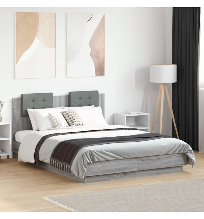 Cadre de lit sans matelas sonoma gris 120x190 cm | Mobilier & Déco