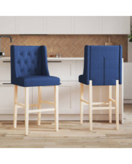 Chaises de bar lot de 2 bois massif d'hévéa et tissu | Mobilier & Déco