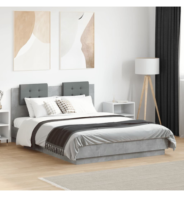 Cadre de lit sans matelas gris béton 120x190 cm | Mobilier & Déco