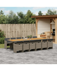 Ensemble à manger de jardin coussins 13 pcs gris résine tressée | Mobilier & Déco