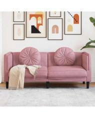 Canapé avec coussins 2 places rose velours | Mobilier & Déco
