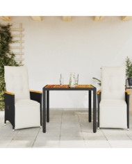 Ensemble de bistro de jardin 3 pcs coussins noir poly rotin | Mobilier & Déco