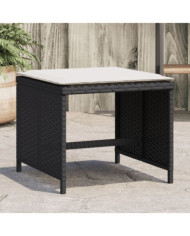 Tabourets de jardin et coussins lot de 4 noir 40x40x35 cm rotin | Mobilier & Déco