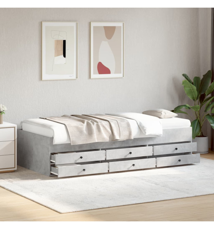 Lit de jour avec tiroirs sans matelas gris béton 75x190 cm | Mobilier & Déco