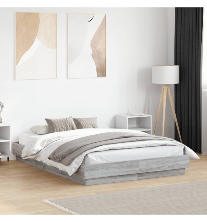 Cadre de lit sans matelas sonoma gris 135x190 cm | Mobilier & Déco