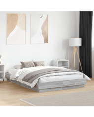 Cadre de lit sans matelas sonoma gris 135x190 cm | Mobilier & Déco