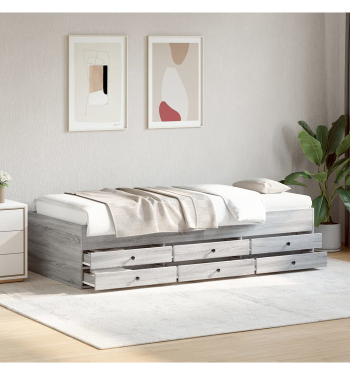 Lit de jour avec tiroirs sans matelas sonoma gris 75x190 cm | Mobilier & Déco