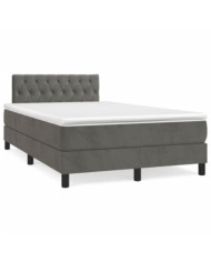 Sommier à lattes de lit et matelas gris foncé 120x190cm velours | Mobilier & Déco