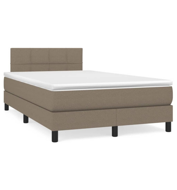 Sommier à lattes de lit avec matelas taupe 120x190 cm tissu | Mobilier & Déco