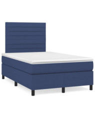 Sommier à lattes de lit avec matelas bleu 120x190 cm tissu | Mobilier & Déco