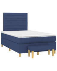 Sommier à lattes de lit avec matelas bleu 120x190 cm tissu | Mobilier & Déco