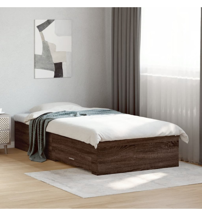 Cadre de lit avec tiroirs sans matelas chêne marron 90x200 cm | Mobilier & Déco