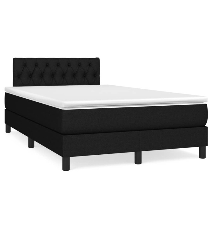 Sommier à lattes de lit avec matelas noir 120x190 cm tissu | Mobilier & Déco