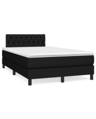 Sommier à lattes de lit avec matelas noir 120x190 cm tissu | Mobilier & Déco