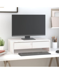 Support de moniteur Blanc 50x27x15 cm Bois de pin solide | Mobilier & Déco