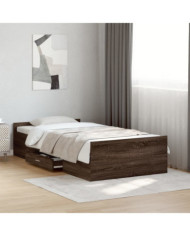Cadre de lit avec tiroirs sans matelas chêne marron 75x190 cm | Mobilier & Déco