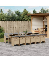 Ensemble à manger de jardin coussins 13 pcs mélange beige rotin | Mobilier & Déco