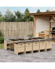 Ensemble à manger de jardin et coussins 11 pcs mélange beige | Mobilier & Déco