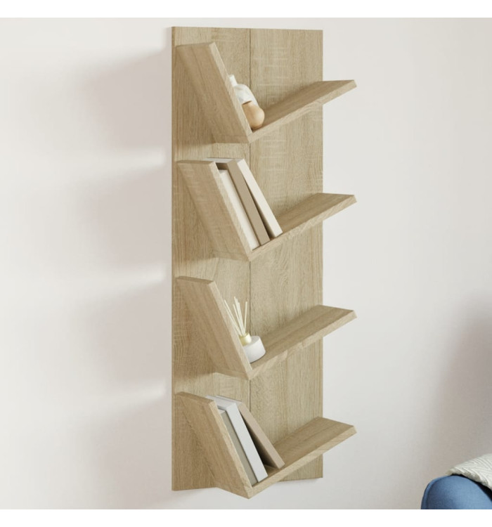 Bibliothèque murale 4 niveaux chêne sonoma 33x16x90 cm | Mobilier & Déco