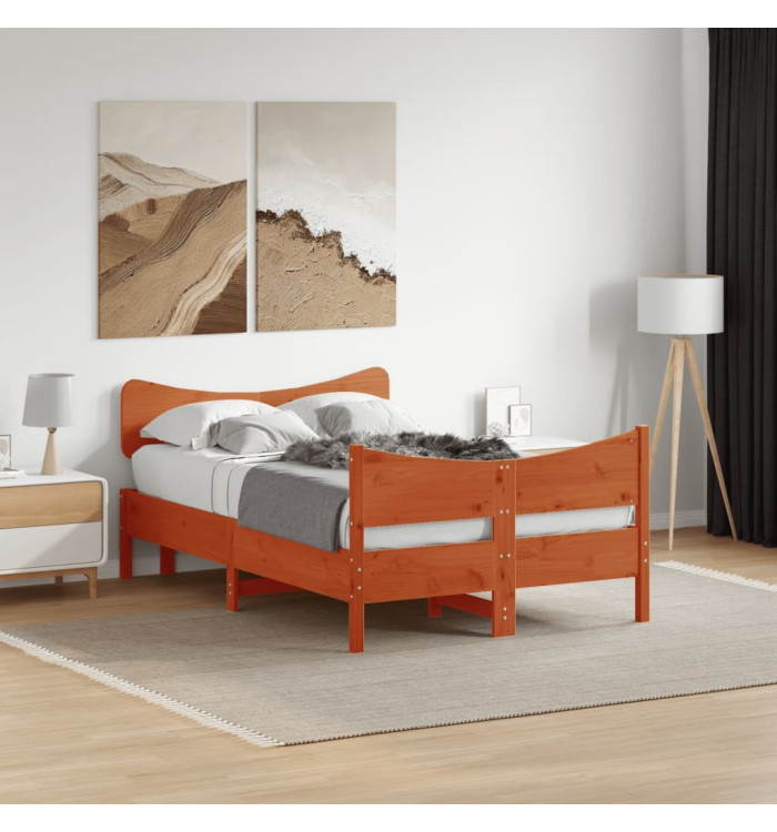 Cadre de lit sans matelas cire marron 120x190cm bois pin massif | Mobilier & Déco