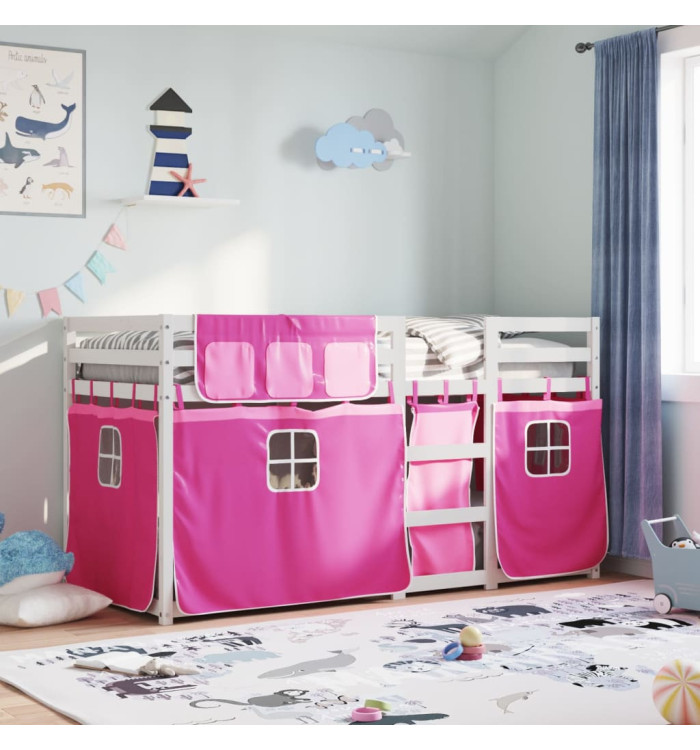 Lit superposé sans matelas rose 80x200 cm bois de pin massif | Mobilier & Déco