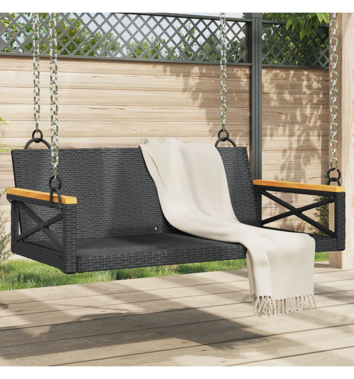 Balancelle noir 109x62x40 cm résine tressée | Mobilier & Déco