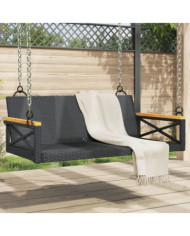 Balancelle noir 109x62x40 cm résine tressée | Mobilier & Déco