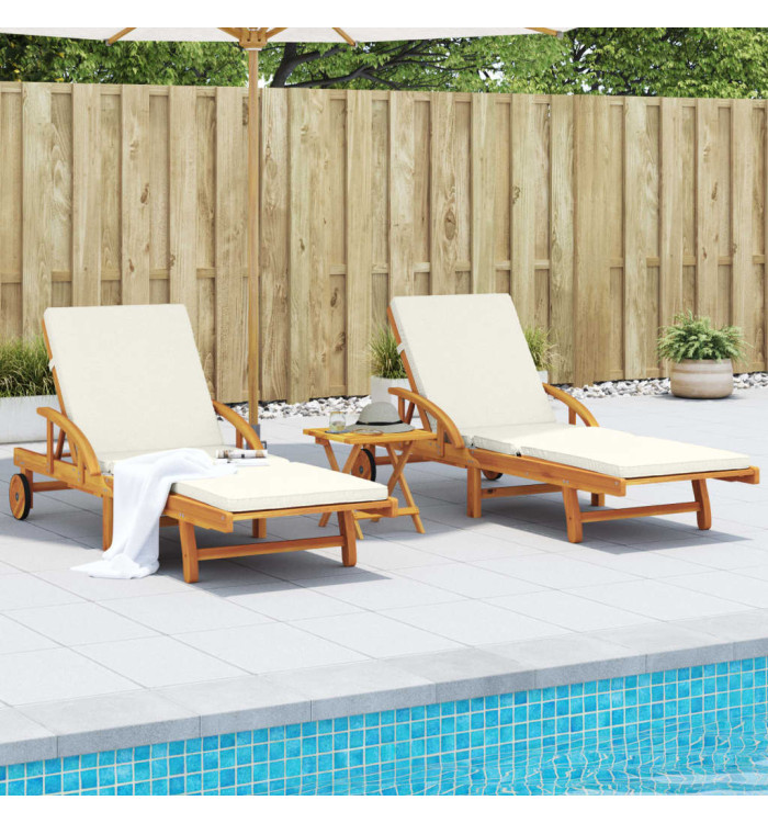 Chaises longues lot de 2 avec coussins 200x68x83 cm bois acacia | Mobilier & Déco