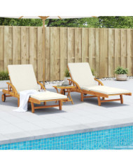 Chaises longues lot de 2 avec coussins 200x68x83 cm bois acacia | Mobilier & Déco
