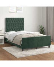 Cadre de lit sans matelas vert foncé 120x190 cm velours | Mobilier & Déco