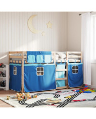 Lit superposé sans matelas bleu 80x200 cm bois de pin massif | Mobilier & Déco