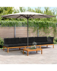 Salon palette de jardin avec coussins 4pcs bois d'acacia massif | Mobilier & Déco