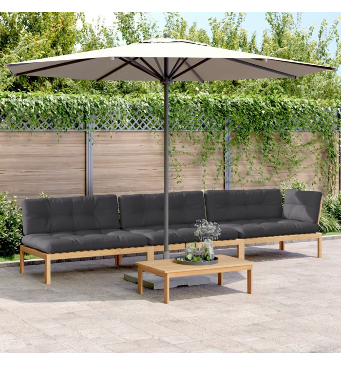Salon palette de jardin avec coussins 4pcs bois d'acacia massif | Mobilier & Déco
