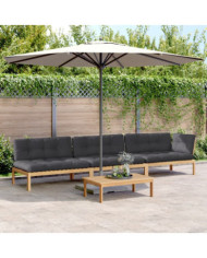 Salon palette de jardin avec coussins 4pcs bois d'acacia massif | Mobilier & Déco