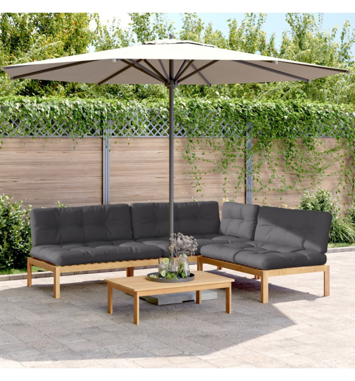 Salon palette de jardin avec coussins 4pcs bois d'acacia massif | Mobilier & Déco
