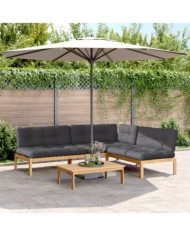 Salon palette de jardin avec coussins 4pcs bois d'acacia massif | Mobilier & Déco