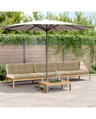 Salon palette de jardin avec coussins 4pcs bois d'acacia massif | Mobilier & Déco
