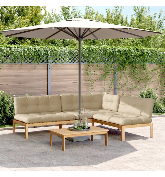 Salon palette de jardin avec coussins 4pcs bois d'acacia massif | Mobilier & Déco