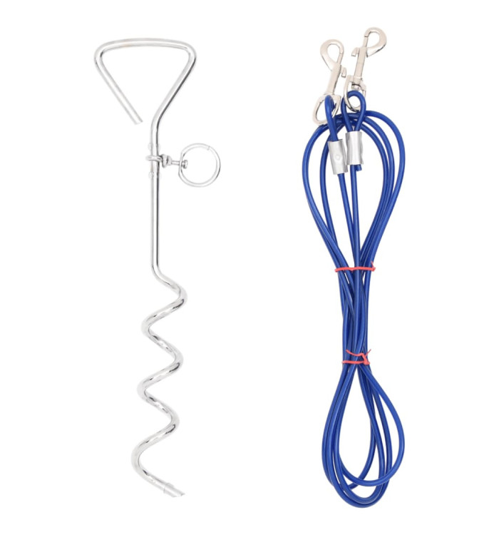 Câble d'attache pour chien avec piquet de sol 5 m | Mobilier & Déco