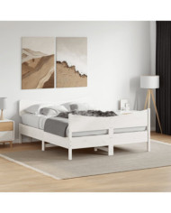 Cadre de lit sans matelas blanc 150x200 cm bois de pin massif | Mobilier & Déco