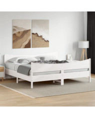 Cadre de lit sans matelas blanc 200x200 cm bois massif de pin | Mobilier & Déco