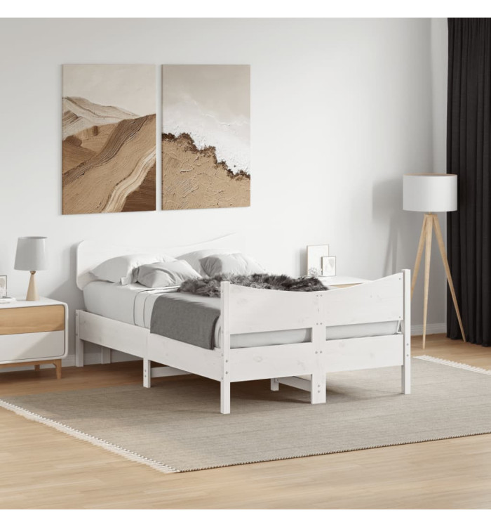 Cadre de lit sans matelas blanc 120x200 cm bois de pin massif | Mobilier & Déco