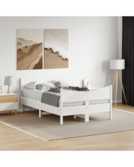 Cadre de lit sans matelas blanc 120x200 cm bois de pin massif | Mobilier & Déco