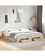 Cadre de lit avec tiroirs sans matelas chêne sonoma 180x200 cm | Mobilier & Déco