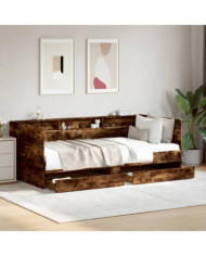 Lit de jour avec tiroirs sans matelas chêne fumé 75x190 cm | Mobilier & Déco
