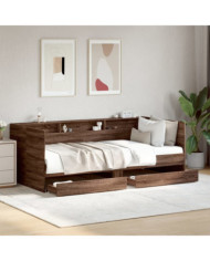 Lit de jour avec tiroirs sans matelas chêne marron 75x190 cm | Mobilier & Déco