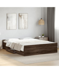 Cadre de lit avec tiroirs sans matelas chêne marron 150x200 cm | Mobilier & Déco