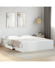 Cadre de lit avec tiroirs sans matelas blanc 150x200 cm | Mobilier & Déco