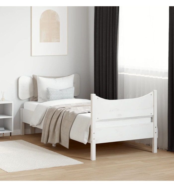 Cadre de lit sans matelas blanc 90x200 cm bois de pin massif | Mobilier & Déco